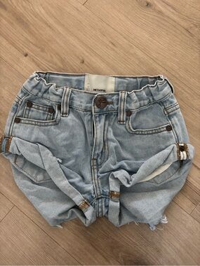 One Teaspoon Light Blue Rolled Hem Denim Shorts